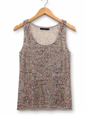 Azel Hazel | Sheer Beaded Sequin Y2K Festival Cami Tank Top Small